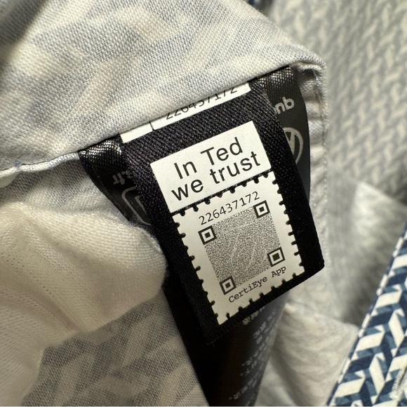 Ted Baker London Slim Fit Blue Geometric Print Shirt (Size 4 / L)​​ - Picture 10 of 16